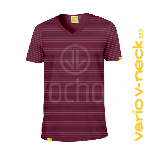 Pracovní triko do "V" CHAMEO VARIO V-NECK ESD, vínová