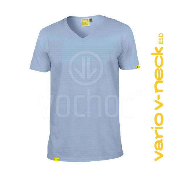 Pracovní triko do "V" CHAMEO VARIO V-NECK ESD, světle modrá