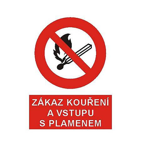 Tabulka Zákaz kouření a vstupu s plamenem, A4, samolepka